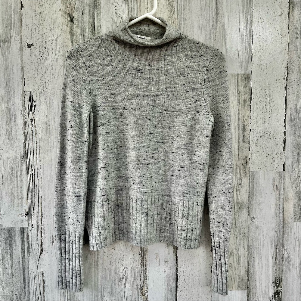 MADEWELL Grey Black Speckled Mock Turtleneck Sweater S